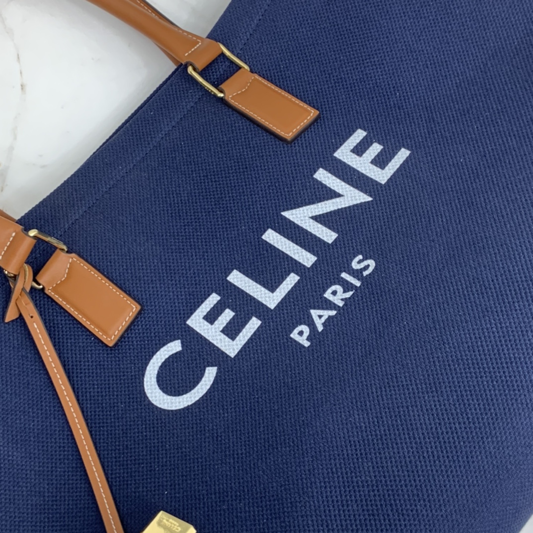 HORIZONTAL CABAS CELINE IN CANVAS WITH CELINE PRINT AND CALFSKIN