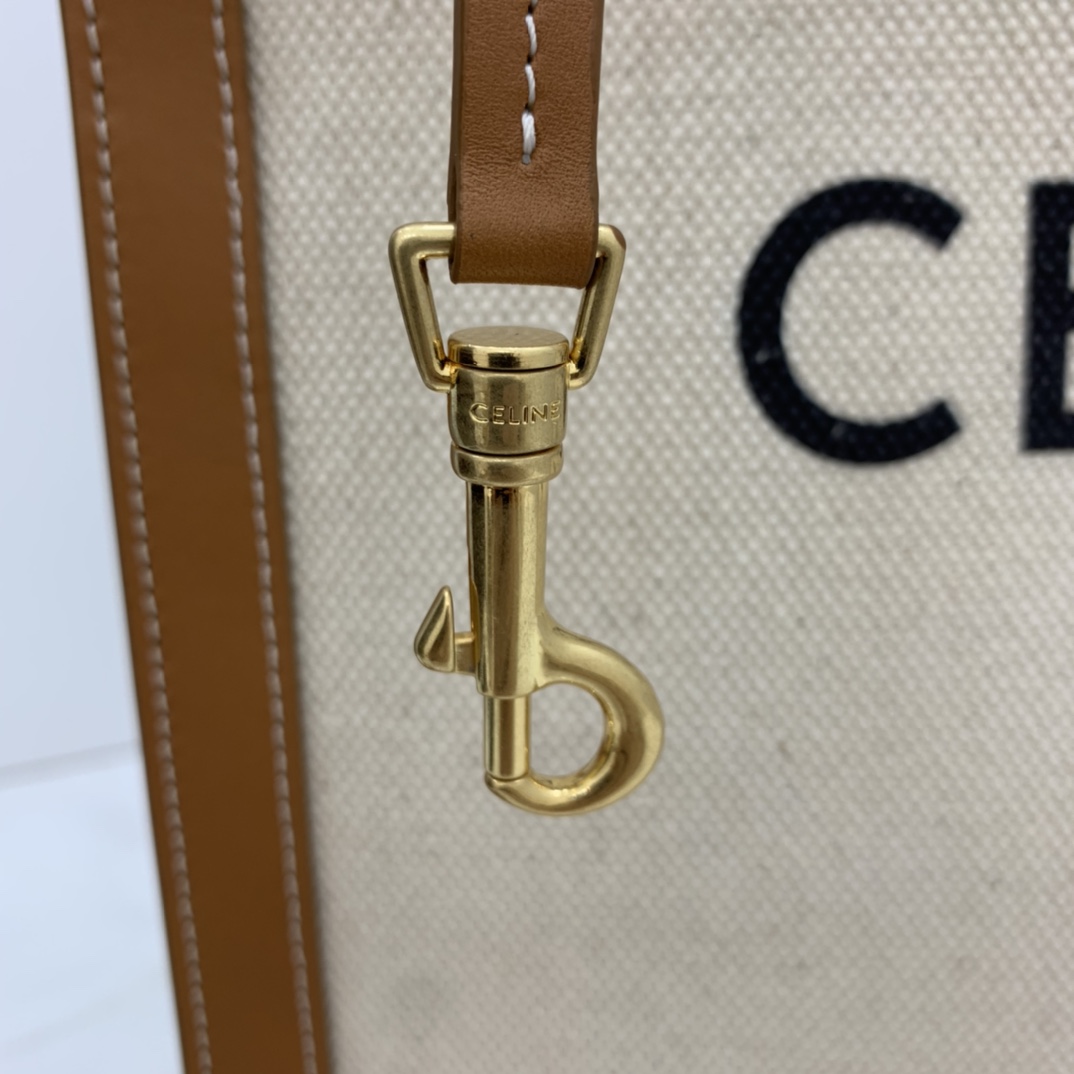 SMALL VERTICAL CABAS CELINE IN CANVAS WITH CELINE PRINT AND CALFSKIN