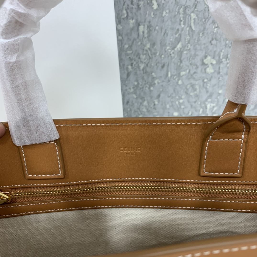 SMALL VERTICAL CABAS CELINE IN CANVAS WITH CELINE PRINT AND CALFSKIN