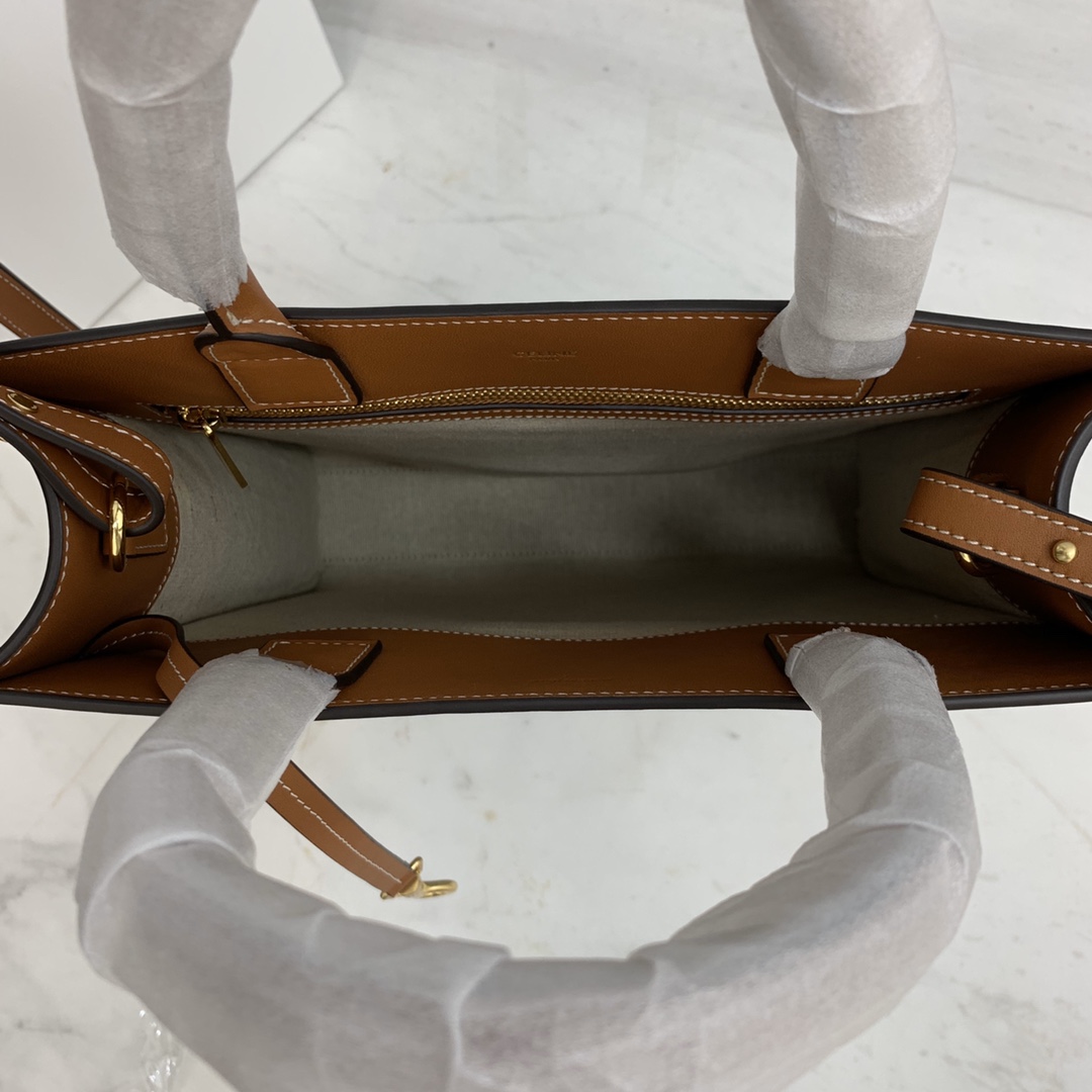 SMALL VERTICAL CABAS CELINE IN CANVAS WITH CELINE PRINT AND CALFSKIN