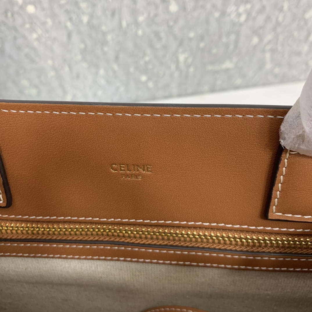 SMALL VERTICAL CABAS CELINE IN CANVAS WITH CELINE PRINT AND CALFSKIN