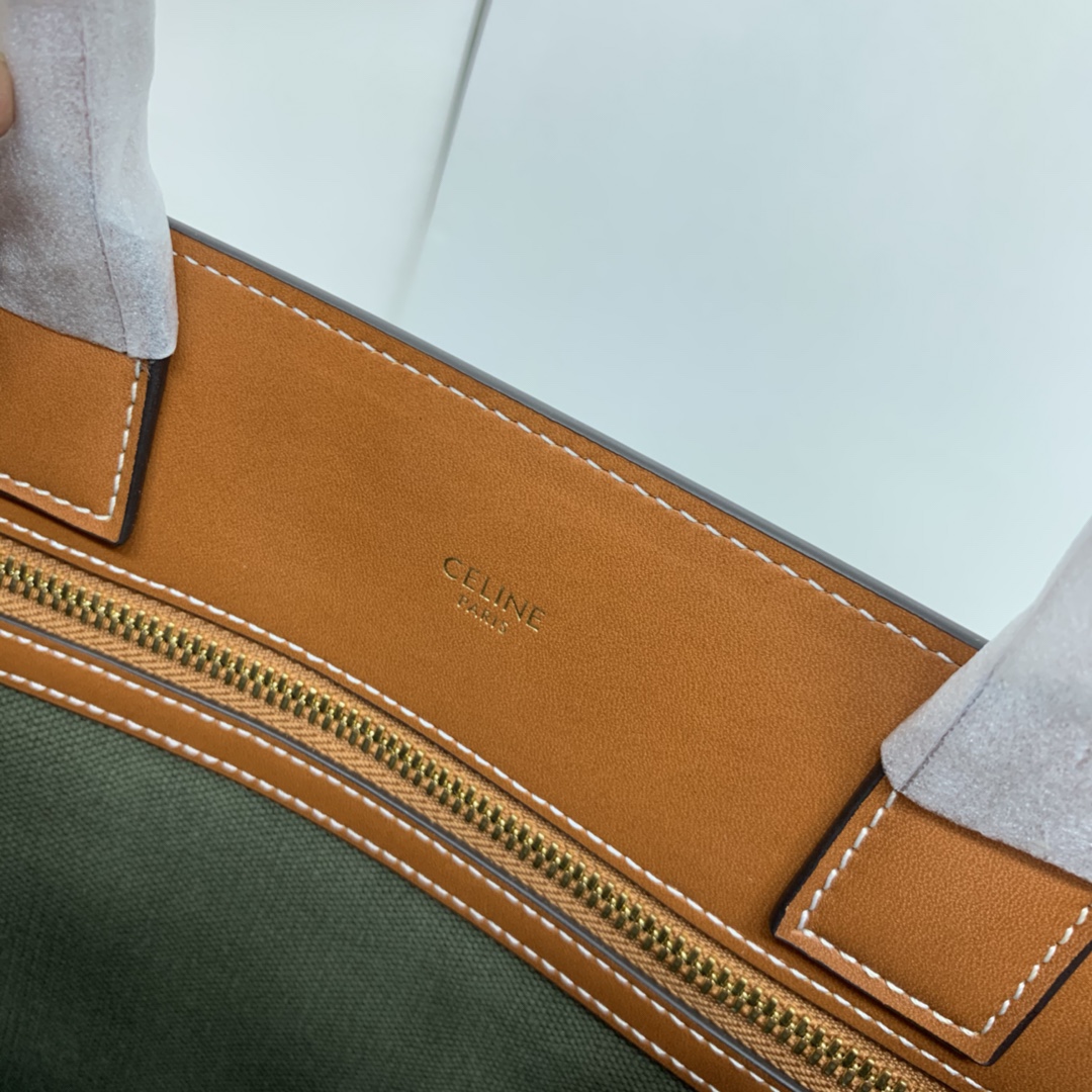 SMALL VERTICAL CABAS CELINE IN CANVAS WITH CELINE PRINT AND CALFSKIN