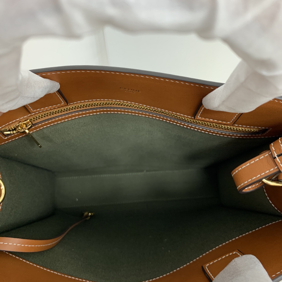 SMALL VERTICAL CABAS CELINE IN CANVAS WITH CELINE PRINT AND CALFSKIN