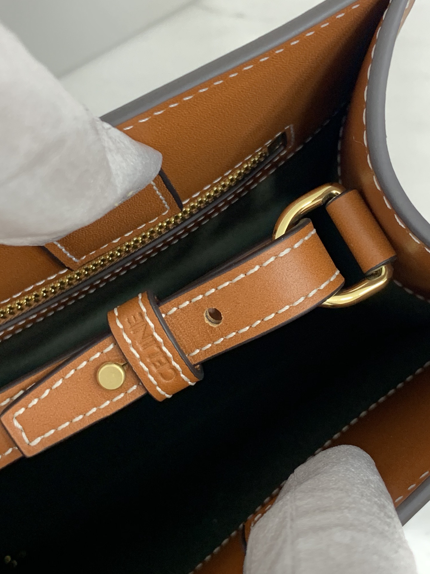 SMALL VERTICAL CABAS CELINE IN CANVAS WITH CELINE PRINT AND CALFSKIN