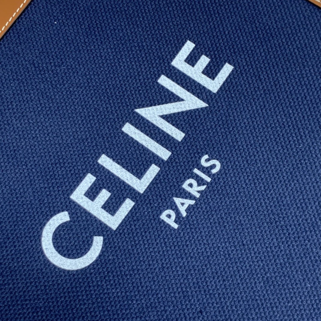 SMALL VERTICAL CABAS CELINE IN CANVAS WITH CELINE PRINT AND CALFSKIN