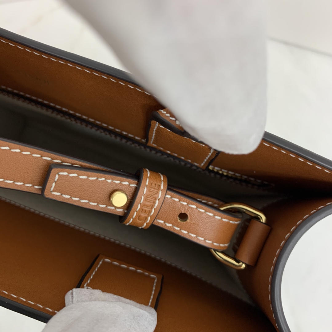 SMALL VERTICAL CABAS CELINE IN CANVAS WITH CELINE PRINT AND CALFSKIN