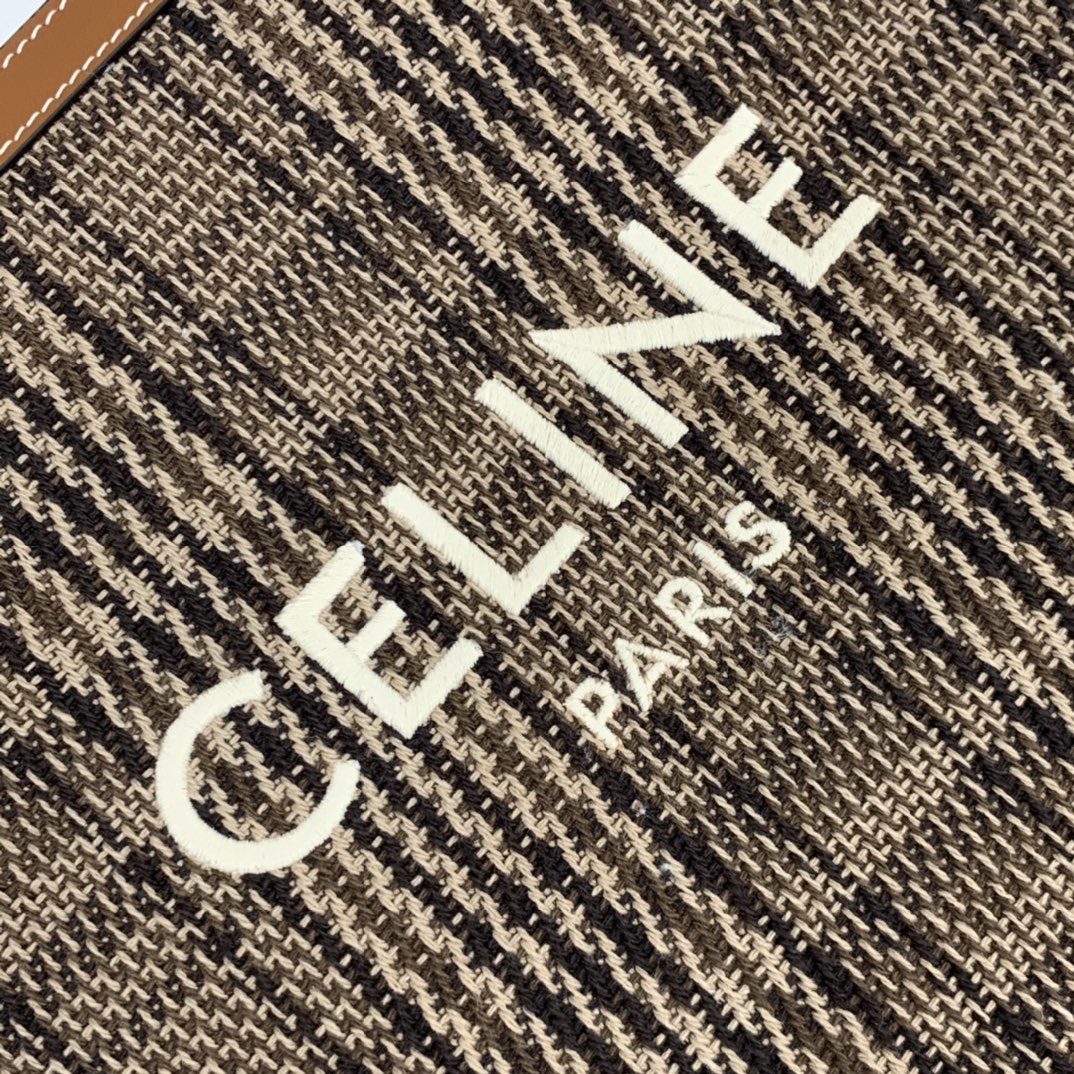 SMALL VERTICAL CABAS CELINE IN CANVAS WITH CELINE PRINT AND CALFSKIN