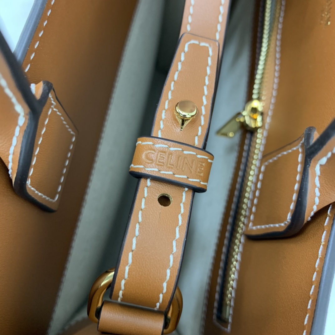 SMALL VERTICAL CABAS CELINE IN CANVAS WITH CELINE PRINT AND CALFSKIN