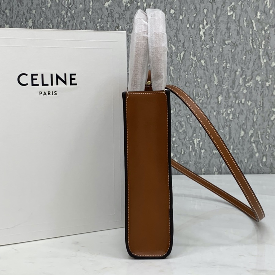 MINI VERTICAL CABAS CELINE IN TEXTILE WITH CELINE PRINT AND CALFSKIN