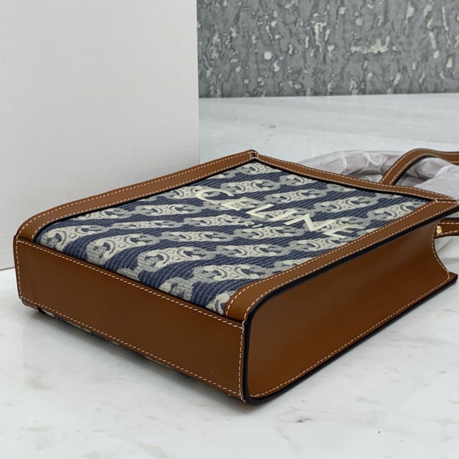 MINI VERTICAL CABAS CELINE IN TEXTILE WITH CELINE PRINT AND CALFSKIN
