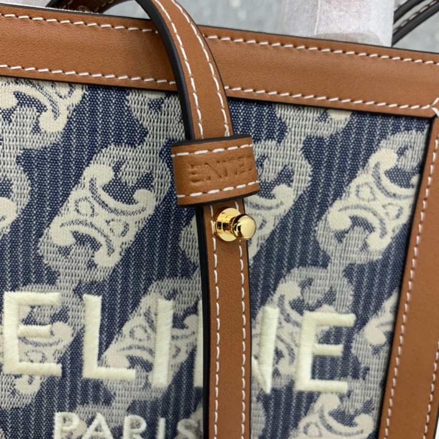 MINI VERTICAL CABAS CELINE IN TEXTILE WITH CELINE PRINT AND CALFSKIN