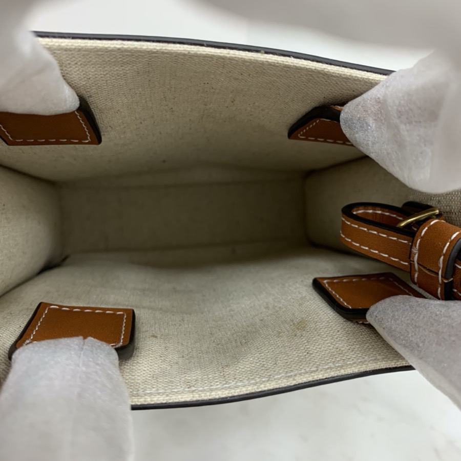 MINI VERTICAL CABAS CELINE IN TEXTILE WITH CELINE PRINT AND CALFSKIN