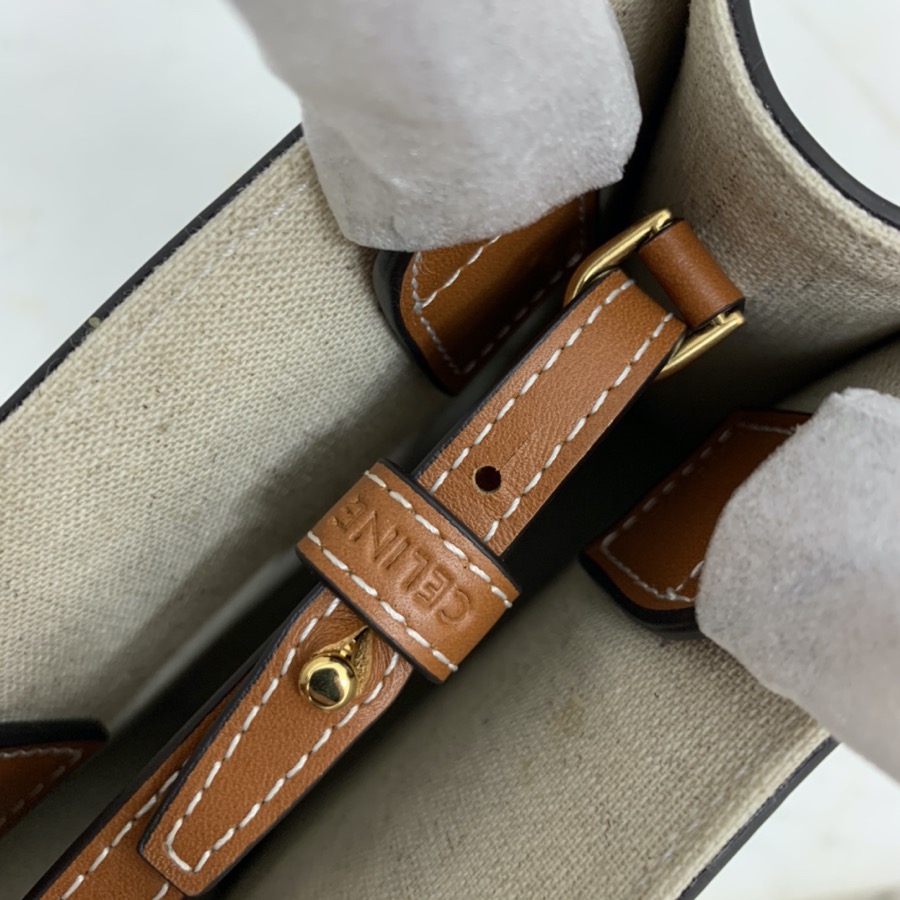 MINI VERTICAL CABAS CELINE IN TEXTILE WITH CELINE PRINT AND CALFSKIN