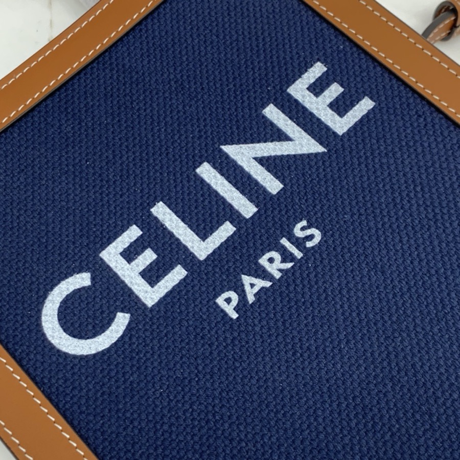 MINI VERTICAL CABAS CELINE IN TEXTILE WITH CELINE PRINT AND CALFSKIN