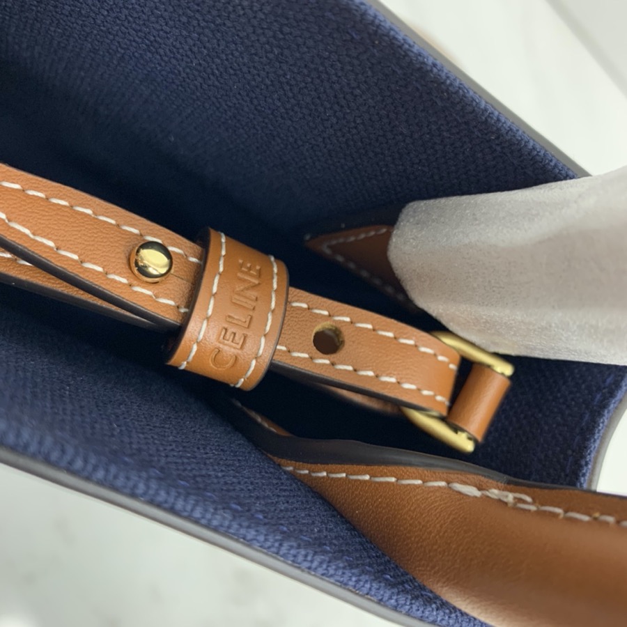 MINI VERTICAL CABAS CELINE IN TEXTILE WITH CELINE PRINT AND CALFSKIN