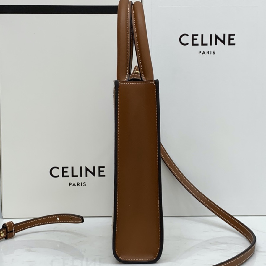 MINI VERTICAL CABAS CELINE IN TEXTILE WITH CELINE PRINT AND CALFSKIN