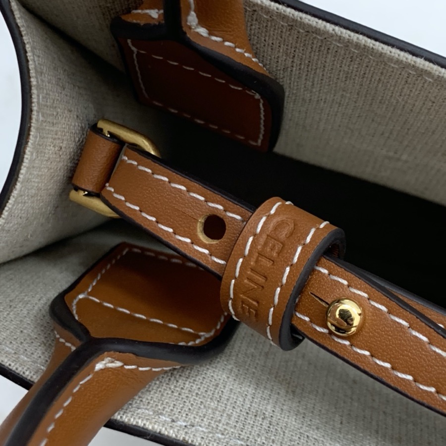 MINI VERTICAL CABAS CELINE IN TEXTILE WITH CELINE PRINT AND CALFSKIN