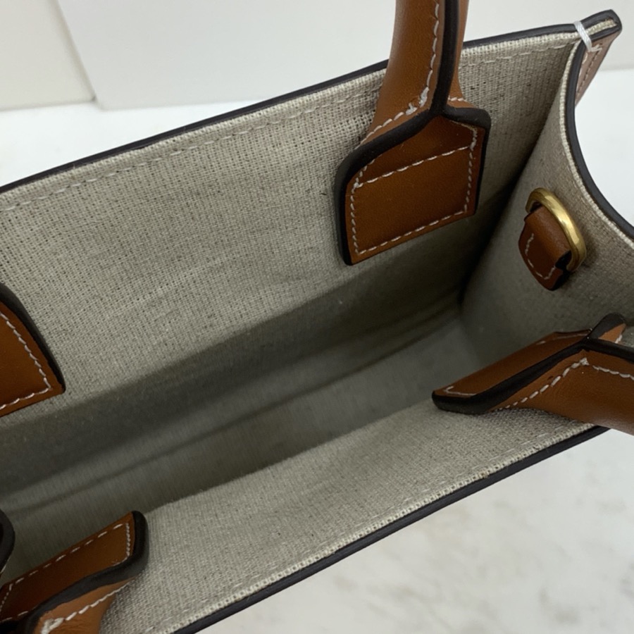 MINI VERTICAL CABAS CELINE IN TEXTILE WITH CELINE PRINT AND CALFSKIN