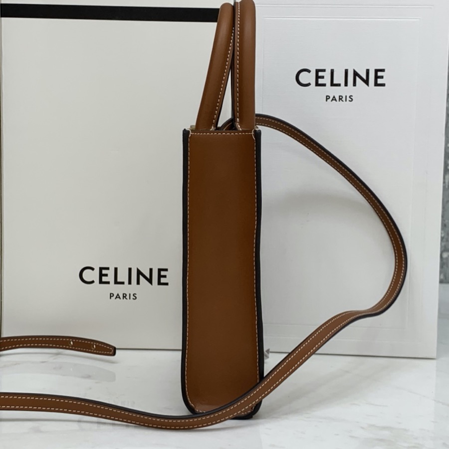 MINI VERTICAL CABAS CELINE IN TEXTILE WITH CELINE PRINT AND CALFSKIN