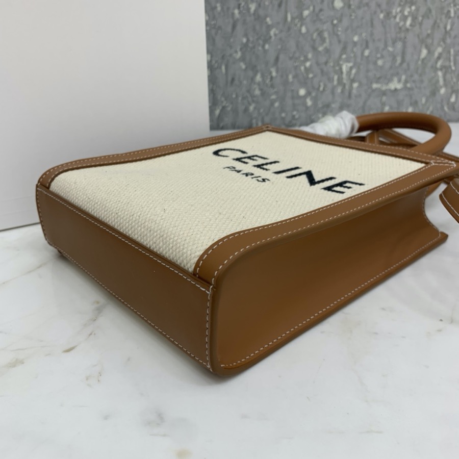 MINI VERTICAL CABAS CELINE IN TEXTILE WITH CELINE PRINT AND CALFSKIN