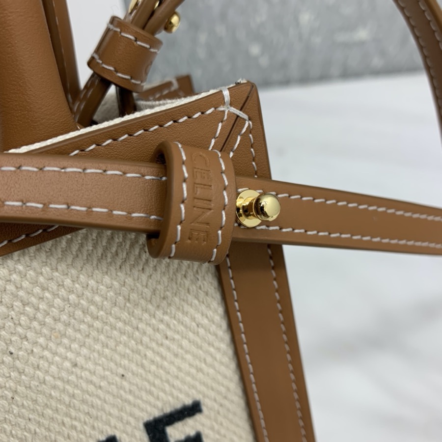 MINI VERTICAL CABAS CELINE IN TEXTILE WITH CELINE PRINT AND CALFSKIN