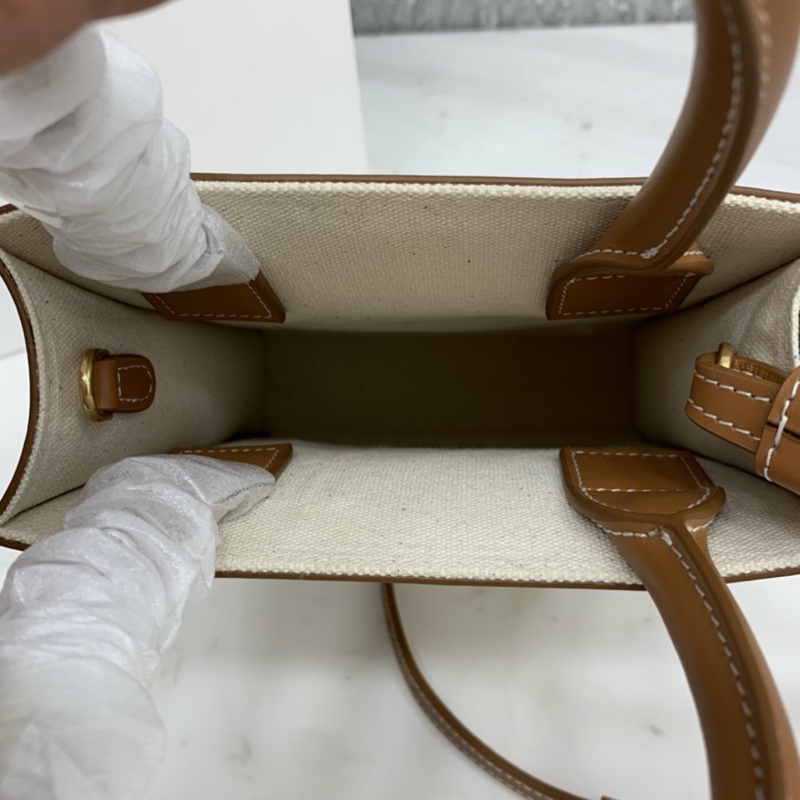 MINI VERTICAL CABAS CELINE IN TEXTILE WITH CELINE PRINT AND CALFSKIN