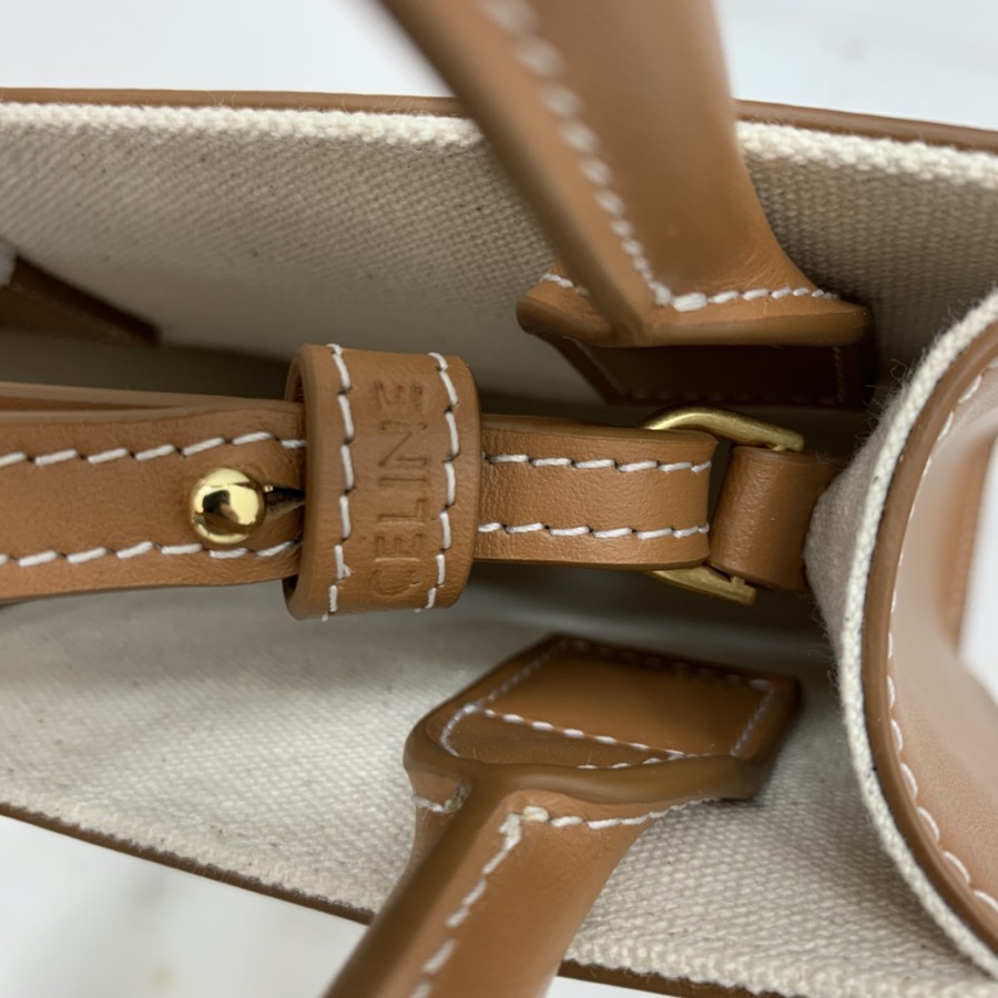 MINI VERTICAL CABAS CELINE IN TEXTILE WITH CELINE PRINT AND CALFSKIN