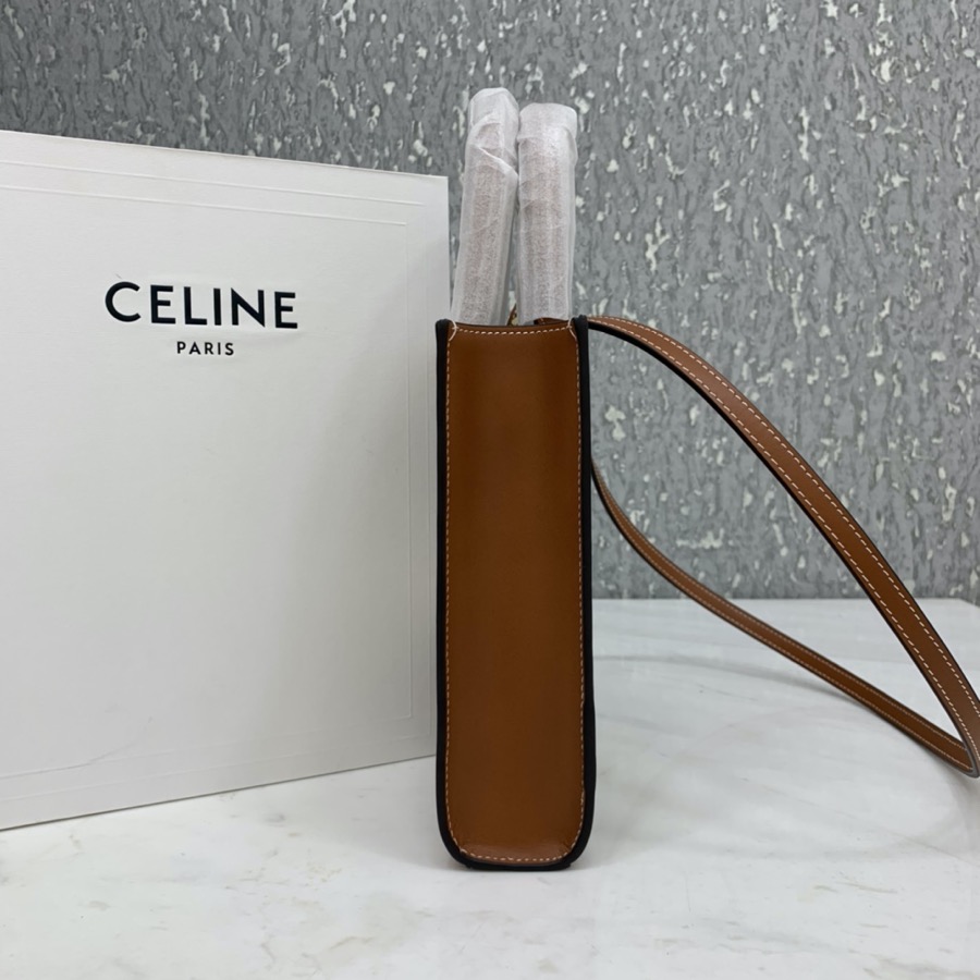 MINI VERTICAL CABAS CELINE IN TEXTILE WITH CELINE PRINT AND CALFSKIN