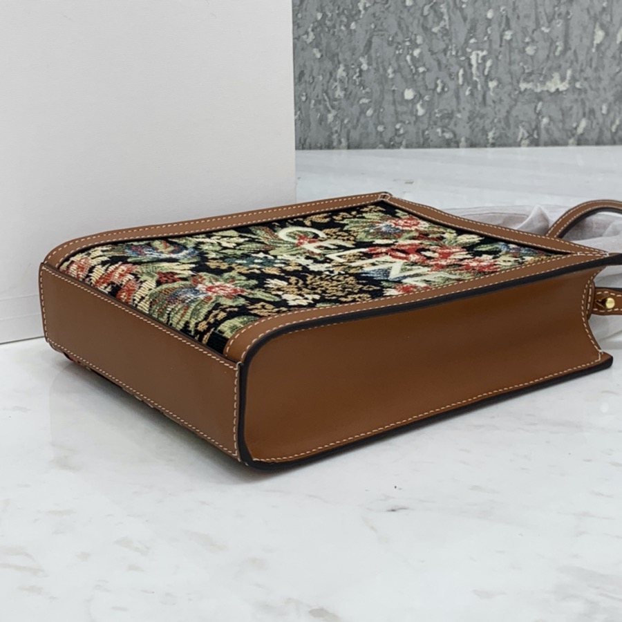 MINI VERTICAL CABAS CELINE IN TEXTILE WITH CELINE PRINT AND CALFSKIN