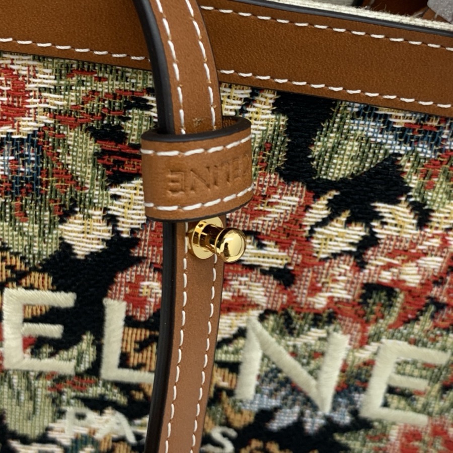 MINI VERTICAL CABAS CELINE IN TEXTILE WITH CELINE PRINT AND CALFSKIN