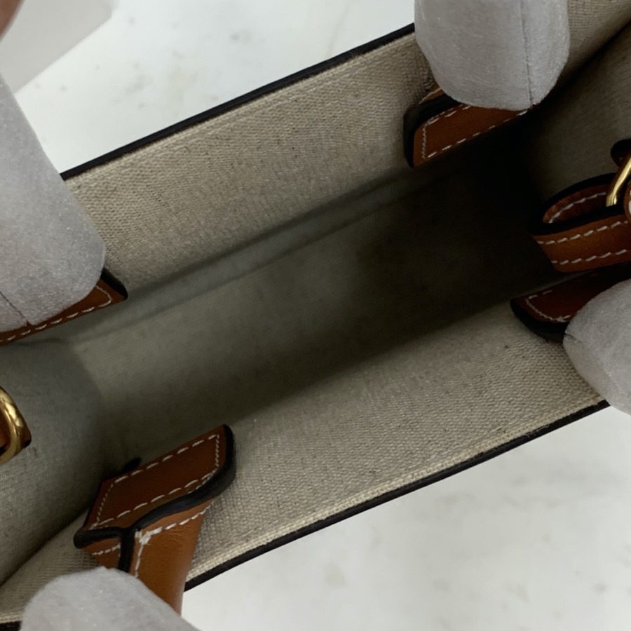 MINI VERTICAL CABAS CELINE IN TEXTILE WITH CELINE PRINT AND CALFSKIN