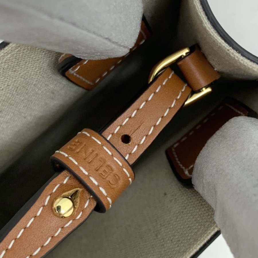 MINI VERTICAL CABAS CELINE IN TEXTILE WITH CELINE PRINT AND CALFSKIN