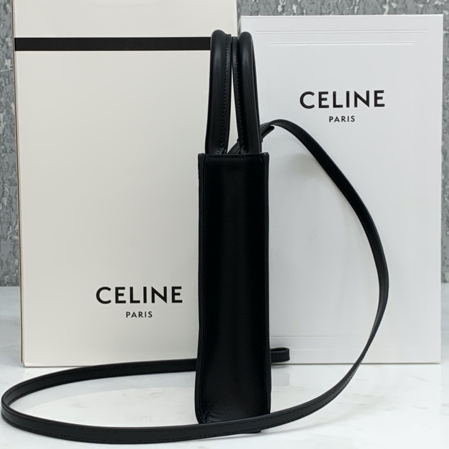 MINI VERTICAL CABAS CELINE IN TEXTILE WITH CELINE PRINT AND CALFSKIN