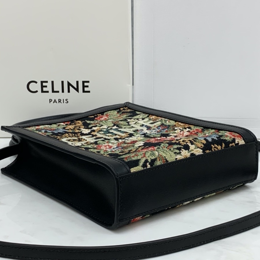 MINI VERTICAL CABAS CELINE IN TEXTILE WITH CELINE PRINT AND CALFSKIN