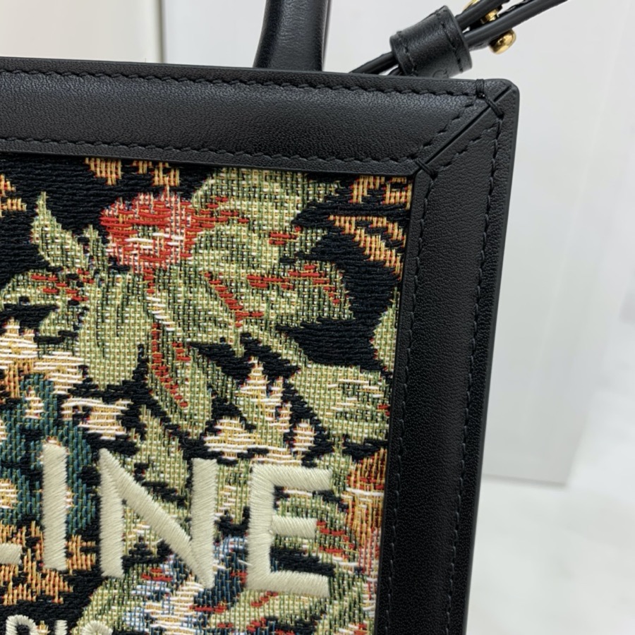 MINI VERTICAL CABAS CELINE IN TEXTILE WITH CELINE PRINT AND CALFSKIN