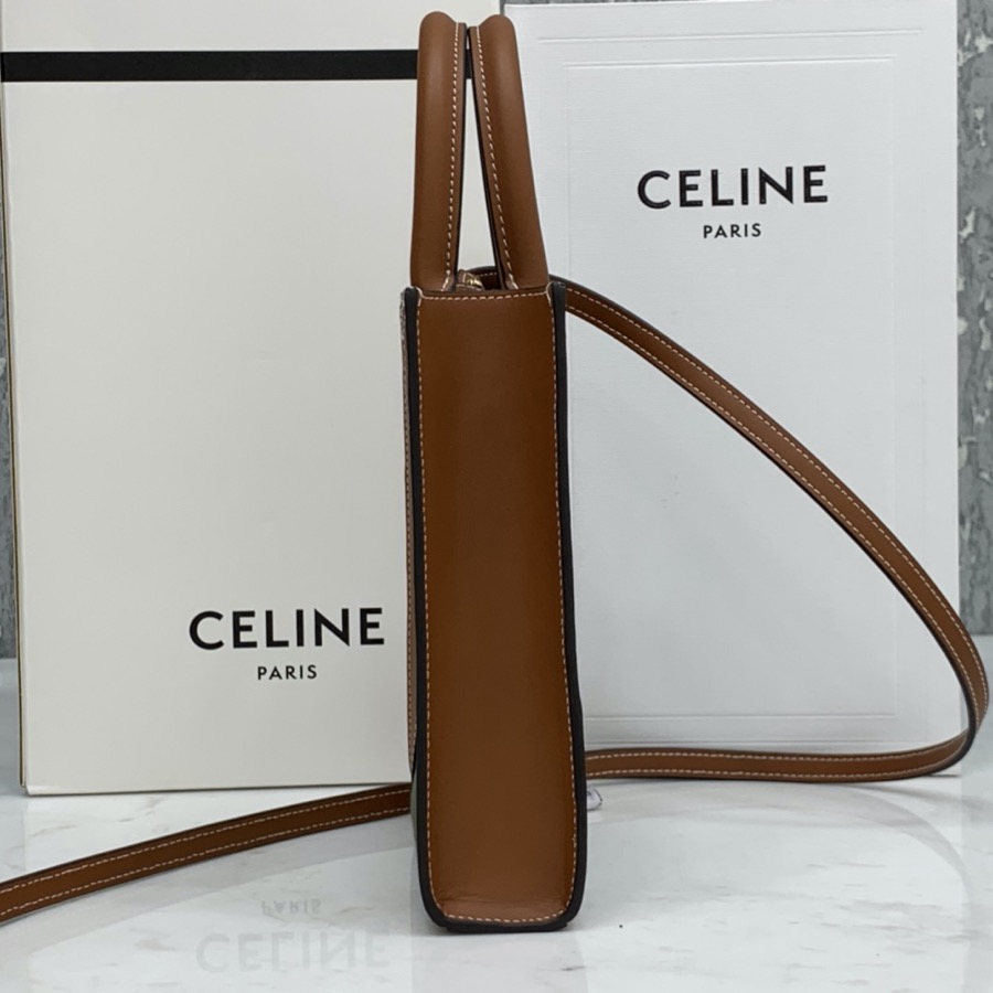 MINI VERTICAL CABAS CELINE IN TEXTILE WITH CELINE PRINT AND CALFSKIN