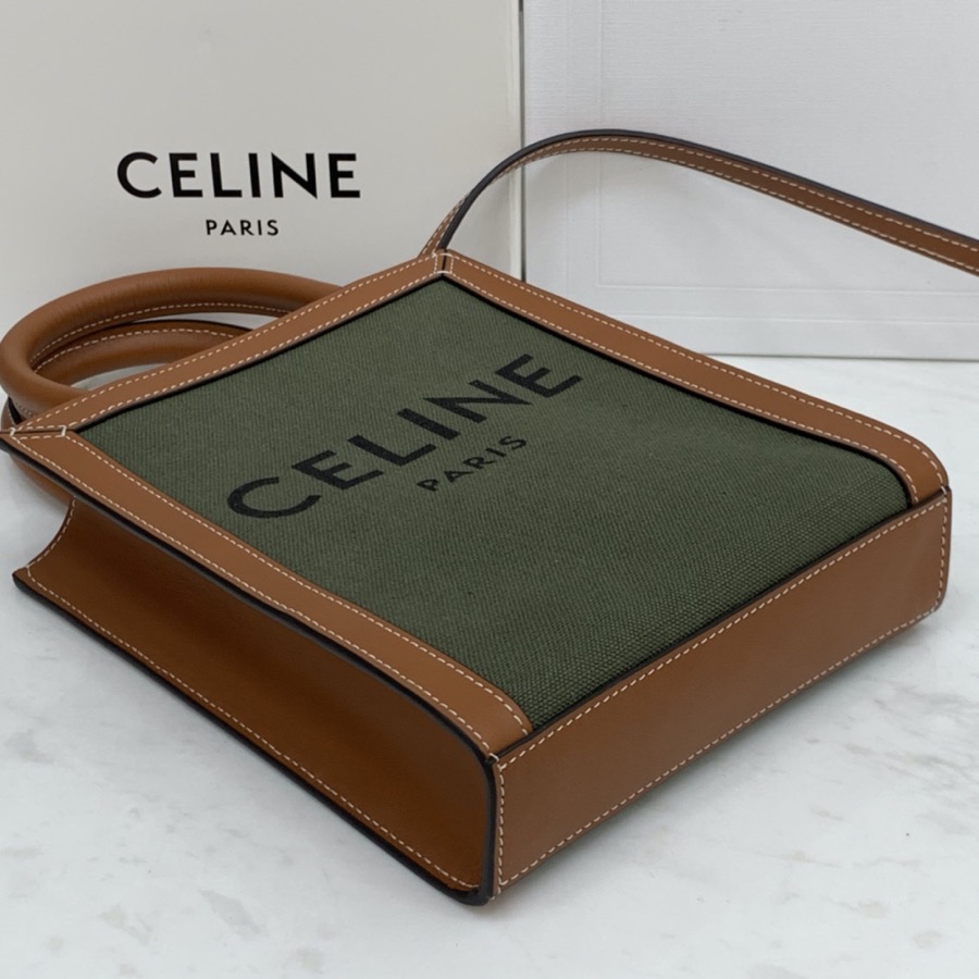 MINI VERTICAL CABAS CELINE IN TEXTILE WITH CELINE PRINT AND CALFSKIN