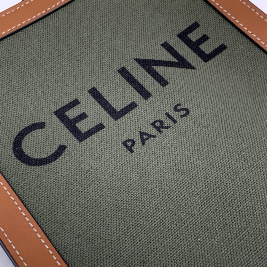 MINI VERTICAL CABAS CELINE IN TEXTILE WITH CELINE PRINT AND CALFSKIN