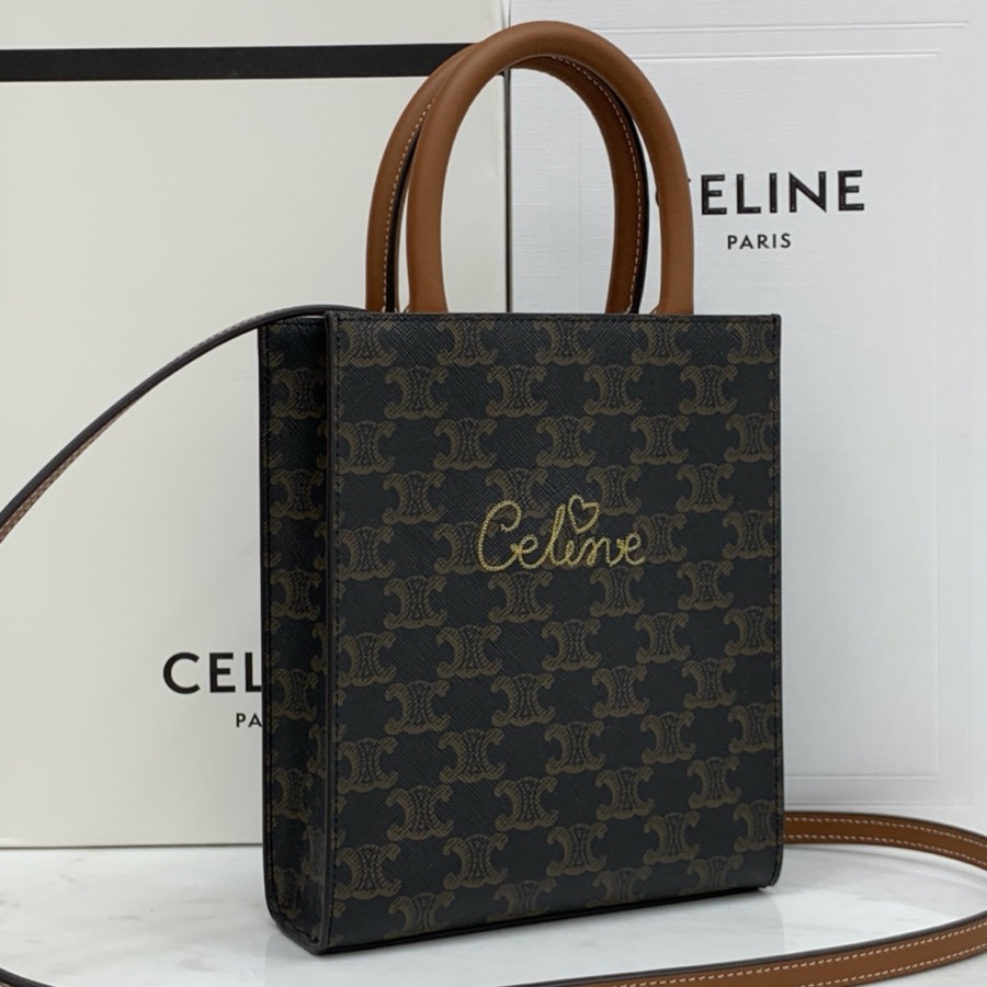 MINI VERTICAL CABAS CELINE IN TEXTILE WITH CELINE PRINT AND CALFSKIN