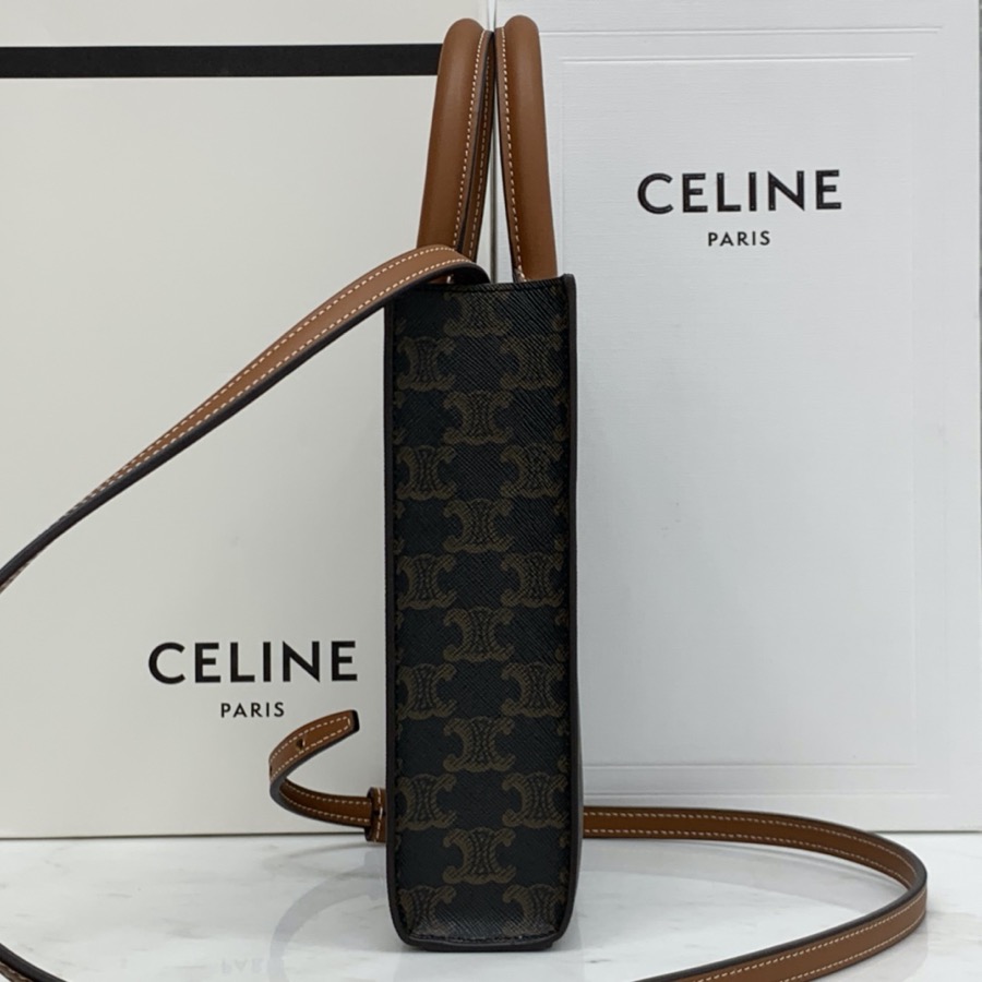 MINI VERTICAL CABAS CELINE IN TEXTILE WITH CELINE PRINT AND CALFSKIN