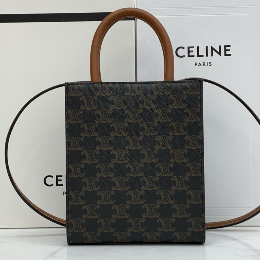 MINI VERTICAL CABAS CELINE IN TEXTILE WITH CELINE PRINT AND CALFSKIN