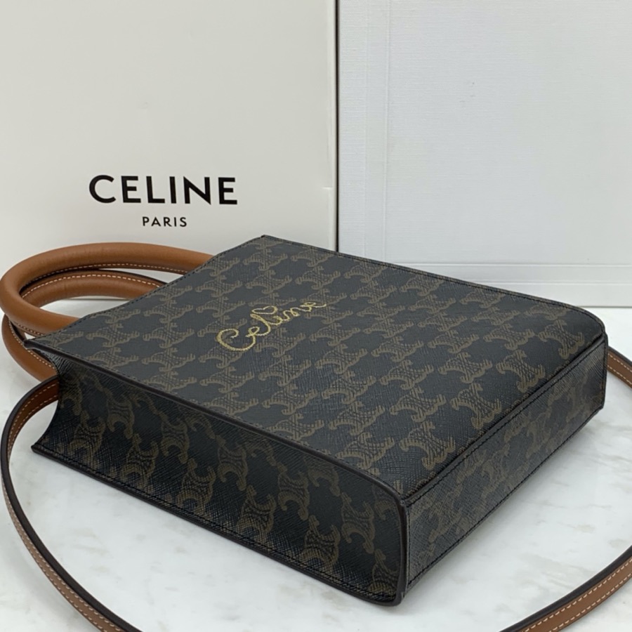 MINI VERTICAL CABAS CELINE IN TEXTILE WITH CELINE PRINT AND CALFSKIN