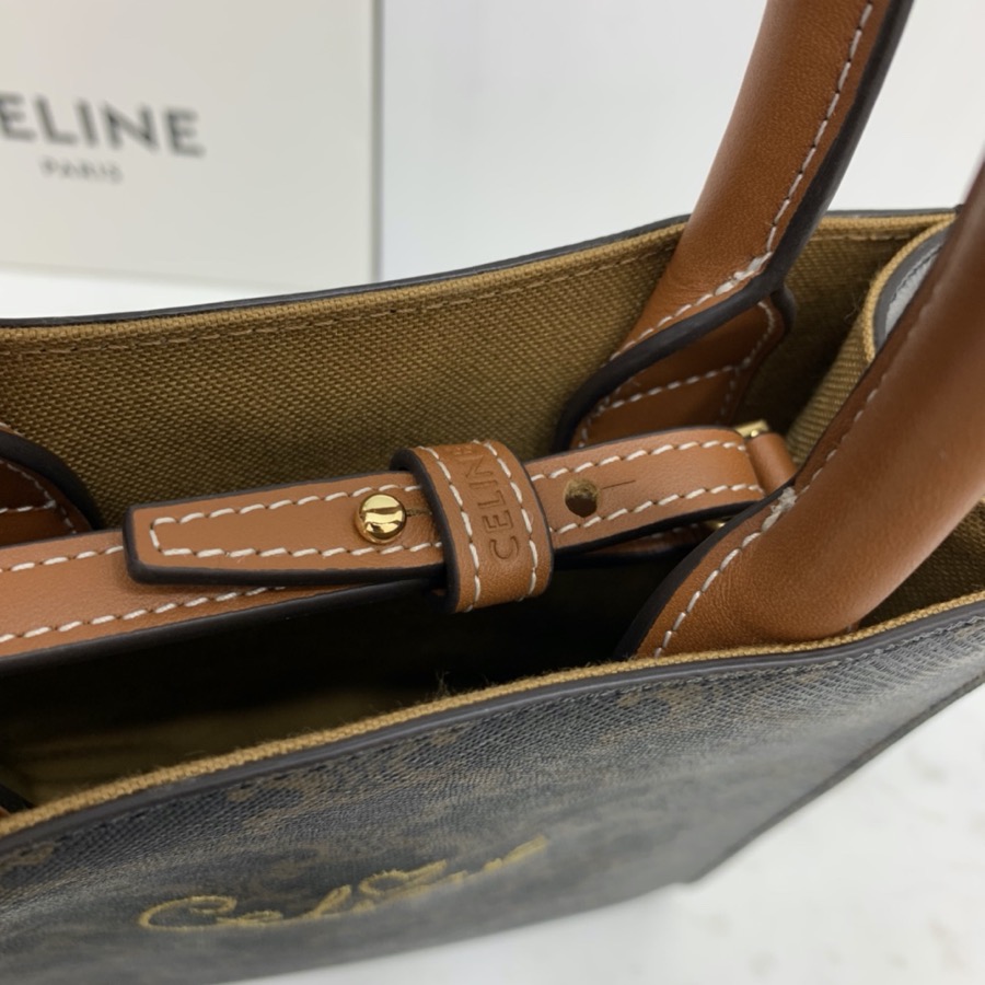 MINI VERTICAL CABAS CELINE IN TEXTILE WITH CELINE PRINT AND CALFSKIN