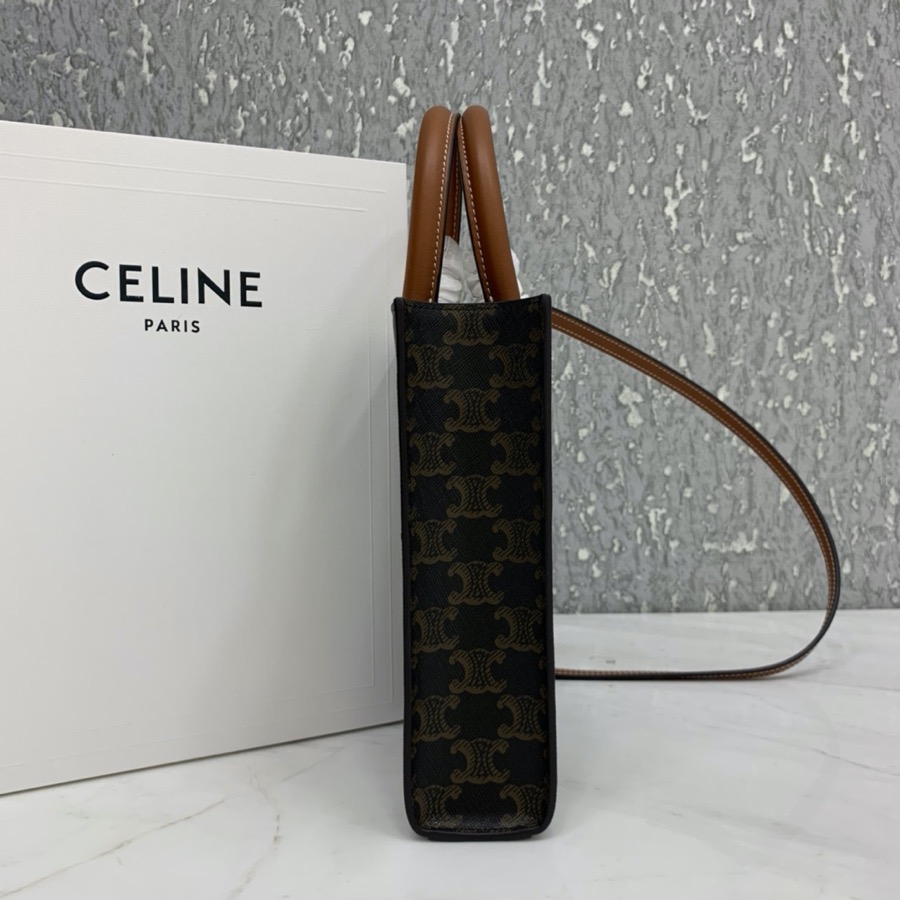 MINI VERTICAL CABAS CELINE IN TEXTILE WITH CELINE PRINT AND CALFSKIN