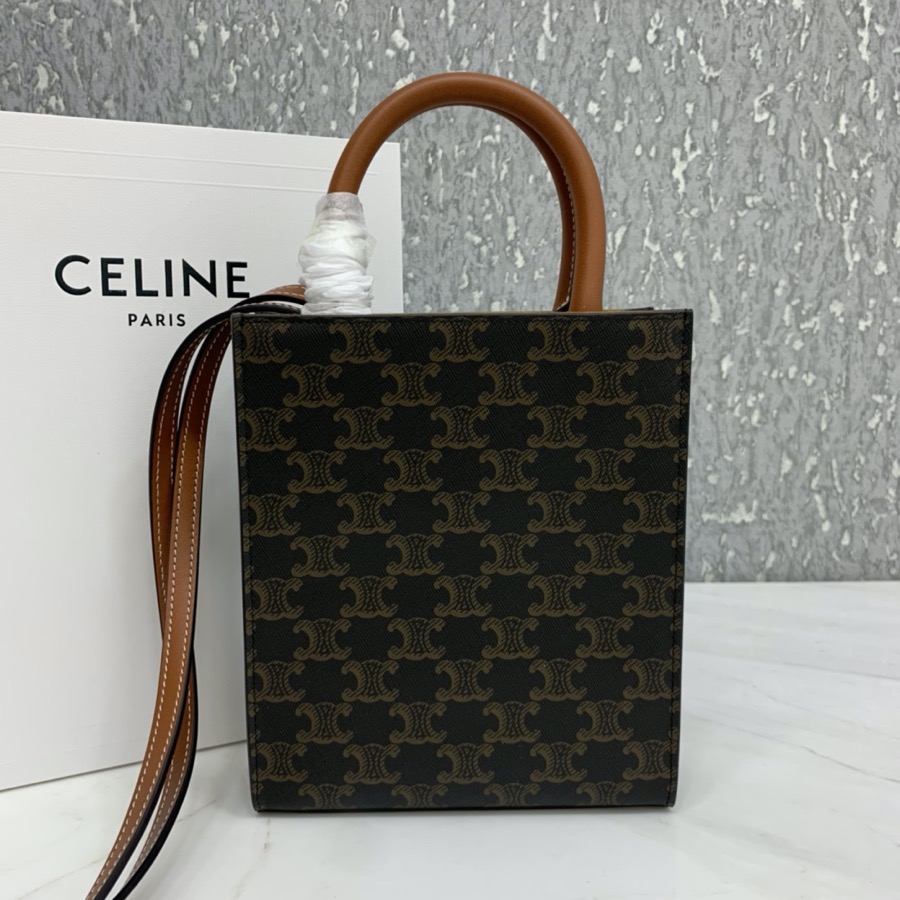 MINI VERTICAL CABAS CELINE IN TEXTILE WITH CELINE PRINT AND CALFSKIN
