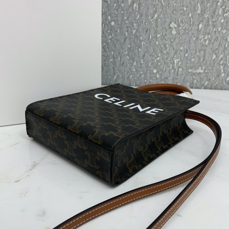 MINI VERTICAL CABAS CELINE IN TEXTILE WITH CELINE PRINT AND CALFSKIN