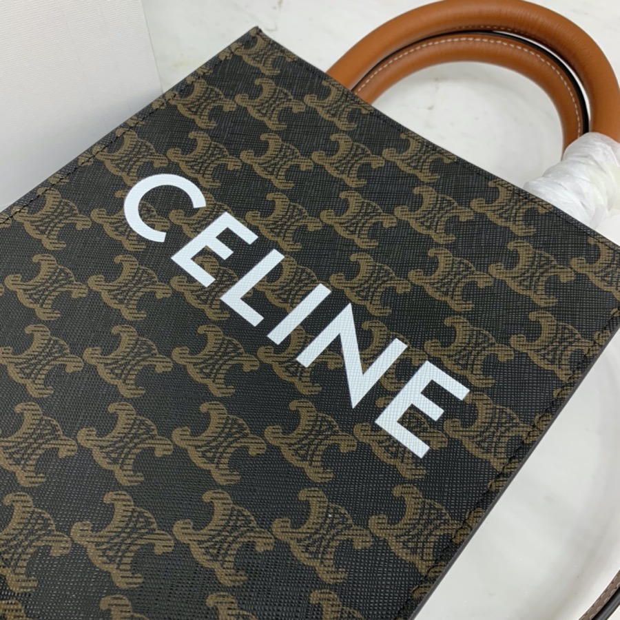 MINI VERTICAL CABAS CELINE IN TEXTILE WITH CELINE PRINT AND CALFSKIN