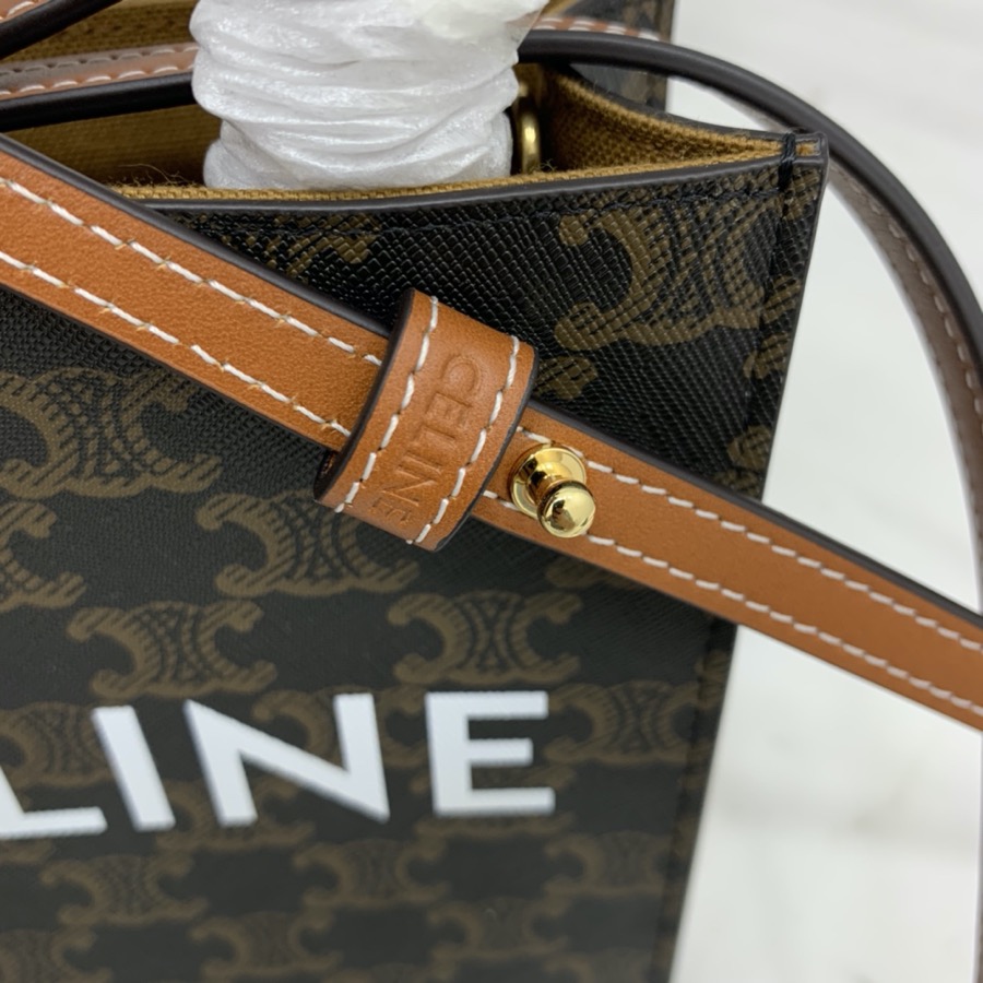 MINI VERTICAL CABAS CELINE IN TEXTILE WITH CELINE PRINT AND CALFSKIN
