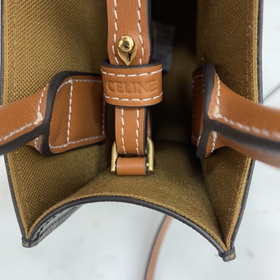 MINI VERTICAL CABAS CELINE IN TEXTILE WITH CELINE PRINT AND CALFSKIN