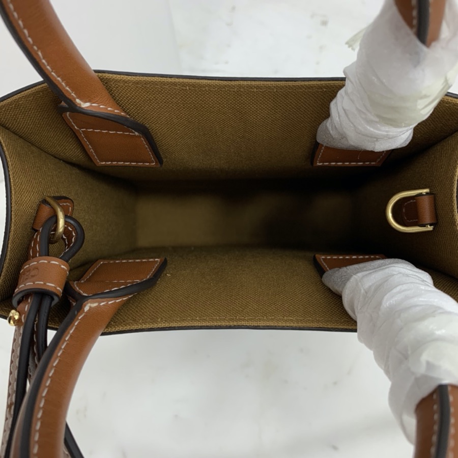 MINI VERTICAL CABAS CELINE IN TEXTILE WITH CELINE PRINT AND CALFSKIN
